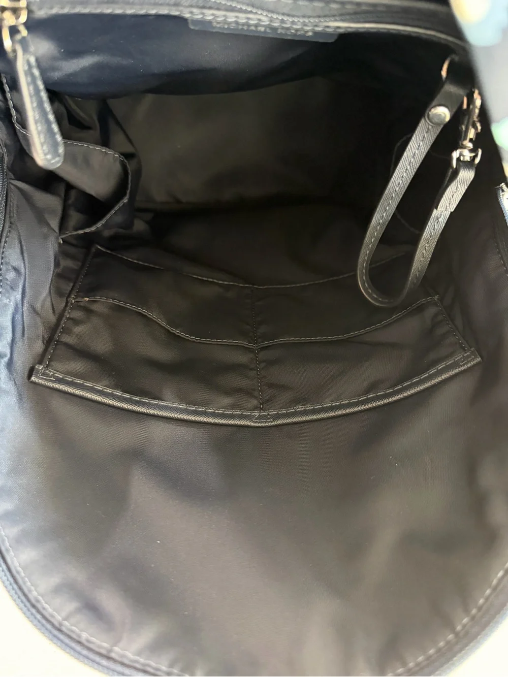 Michael Kors Navy Floral Mini Backpack with Teal and Light Blue Accents